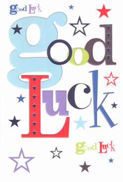 This striking good luck card captures the creative energy of north London and would be right at home in a Tottenham kitchen or studio, ready to convey hope before a big interview or exam. With its oversized baby-blue letter 'g' setting a playful mood, the phrase unfurls in bold reds, deep purples, and moss greens, each hue thoughtfully balanced to project confidence and light-hearted cheer. Sprinkled liberally across a snowy white background are expressive stars-ranging from deep indigos and vibrant navy to the softest lavender-reminiscent of the shimmering evening lights along Tottenham's Seven Sisters Road. The sleek surface feels delightfully smooth to the touch, echoing the premium finish of our local flower cards, while the whimsical blend of fonts and colours stirs emotions of anticipation and unwavering support. Perfect for marking achievements-big and small-around the community, this card reflects the pride and camaraderie seen at Tottenham's cafes and parks. Each detail, from the dancing stars to the carefully chosen palette, echoes the sentiment of encouragement that weaves through our floral presentations, ready to make every milestone feel like a shared celebration.